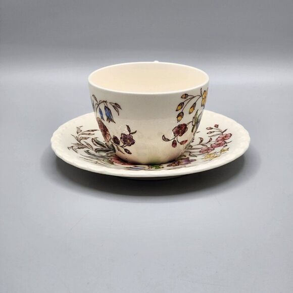 Vernon Kilns California May Flower Hand Painted Tea Cup & Saucer Set USA Garden - Picture 2 of 8